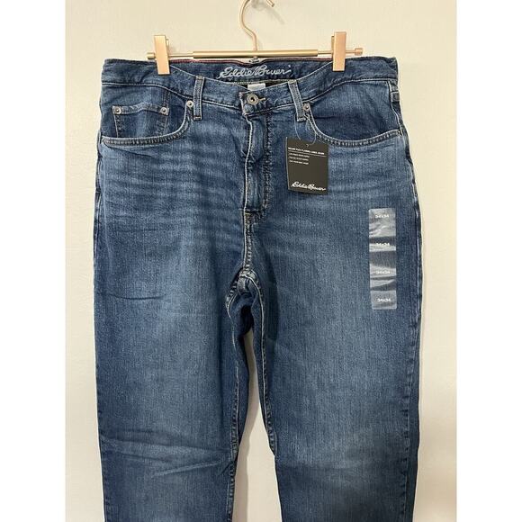 Eddie Bauer Mens H2O Low Flex Fleece Lined Jeans Size 34x34 Blue Insulated NWT - Picture 3 of 9